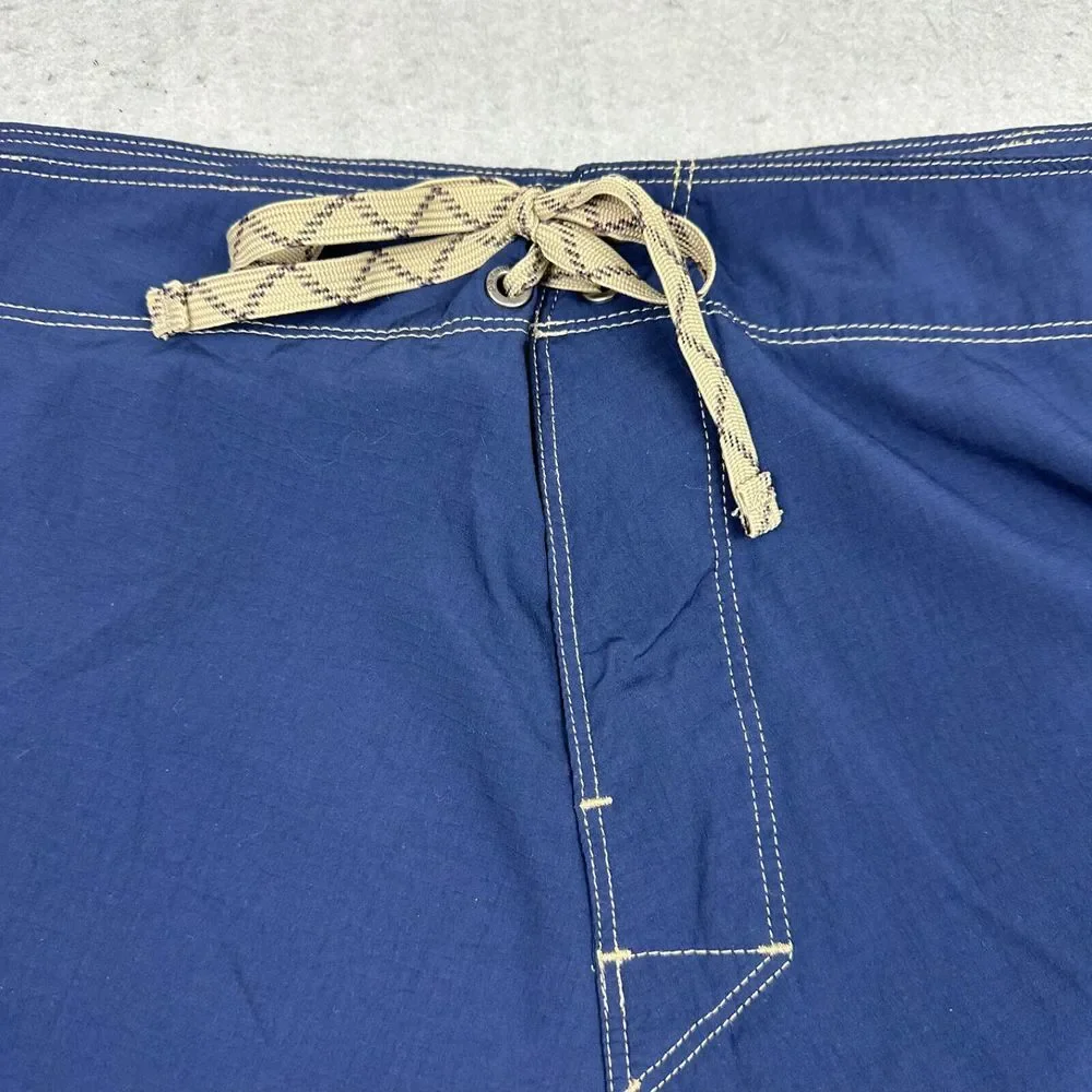 Patagonia Men's Swim Trunks Size 38 Blue Gold Unlined Elastic‎ Drawstring Waist